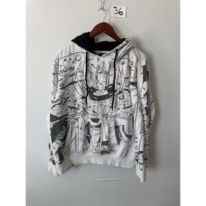 Creative Destruction Anime Manga Hoodie Mens L Y2K Grunge AOP Graphic Pullover